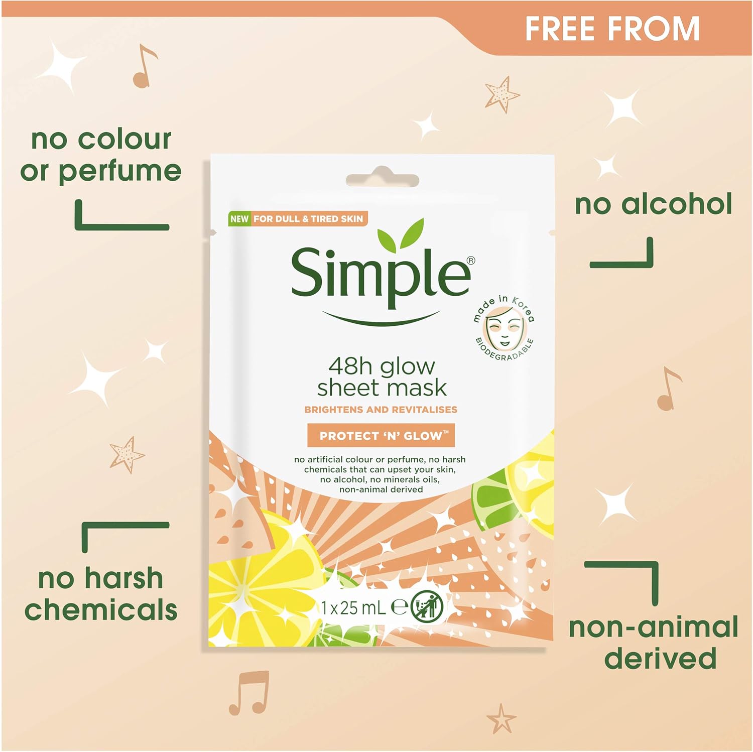 Simple Protect 'N' Glow 48h Glow Sheet Mask Korean skin care routine for sensitive skin brightens and revitalises dull & tired skin 1 mask - Image 5