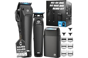 Royal Clips Hair and Beard Fade Kit 2.0 – Professional Clipper, Trimmer & Foil Shaver Bundle for Men, Complete Haircut Set for Barbers – Ideal Holiday Gift for Men, Fathers, Brothers & Barbers - Black