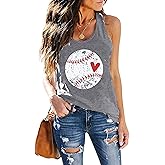 Baseball Tanks Top Women Cute Funny Baseball Graphic Vest Summer Racerback Sleeveless Shirt Baseball Match Gifts Shirt