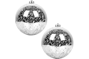 5TH LILY Extra Large Hanging Shatterproof Tree Ball Clear Christmas Ball Ornaments Decorative Mercury Ball with Tree Ornaments Hooks for Xmas Holiday Wedding Decoration
