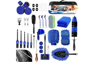 41Pcs Professional Car Wash Kit, Car Cleaning Kit with Portable Handbag, Wet and Dry Use Car Detailing Kit, Durable Drill Bru