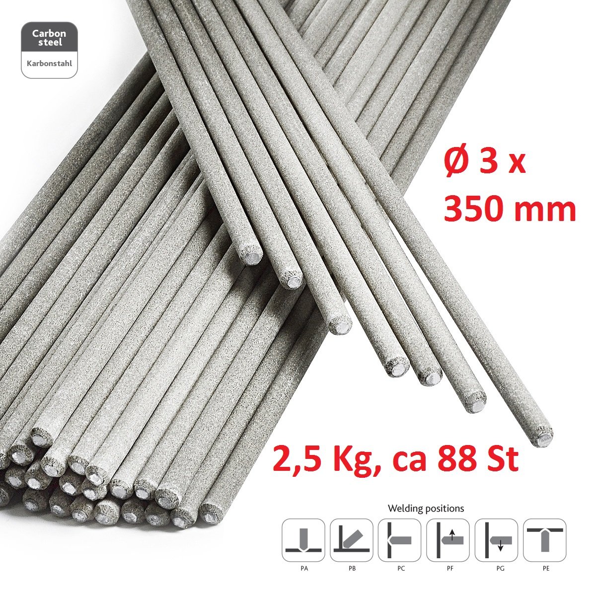 STARK Electrodos de Soldadura - Rutilo Acero Profesional 3 x 350 mm - ca. 88 Pzas 2,5Kg