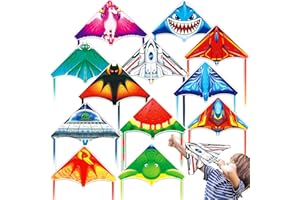 Hymaz 12 Pack Mini Catapult Kites for Kids, Flying Glider Plane Toys for 3-8+ Years Boys Girls Gifts- Finger Launcher Kites Bulk Great for Birthday Party Beach Outdoor Games