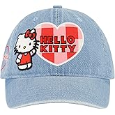 Hello Kitty Baseball Cap, Adult Bow Tie Hat with Curved Brim, Denim, One Size