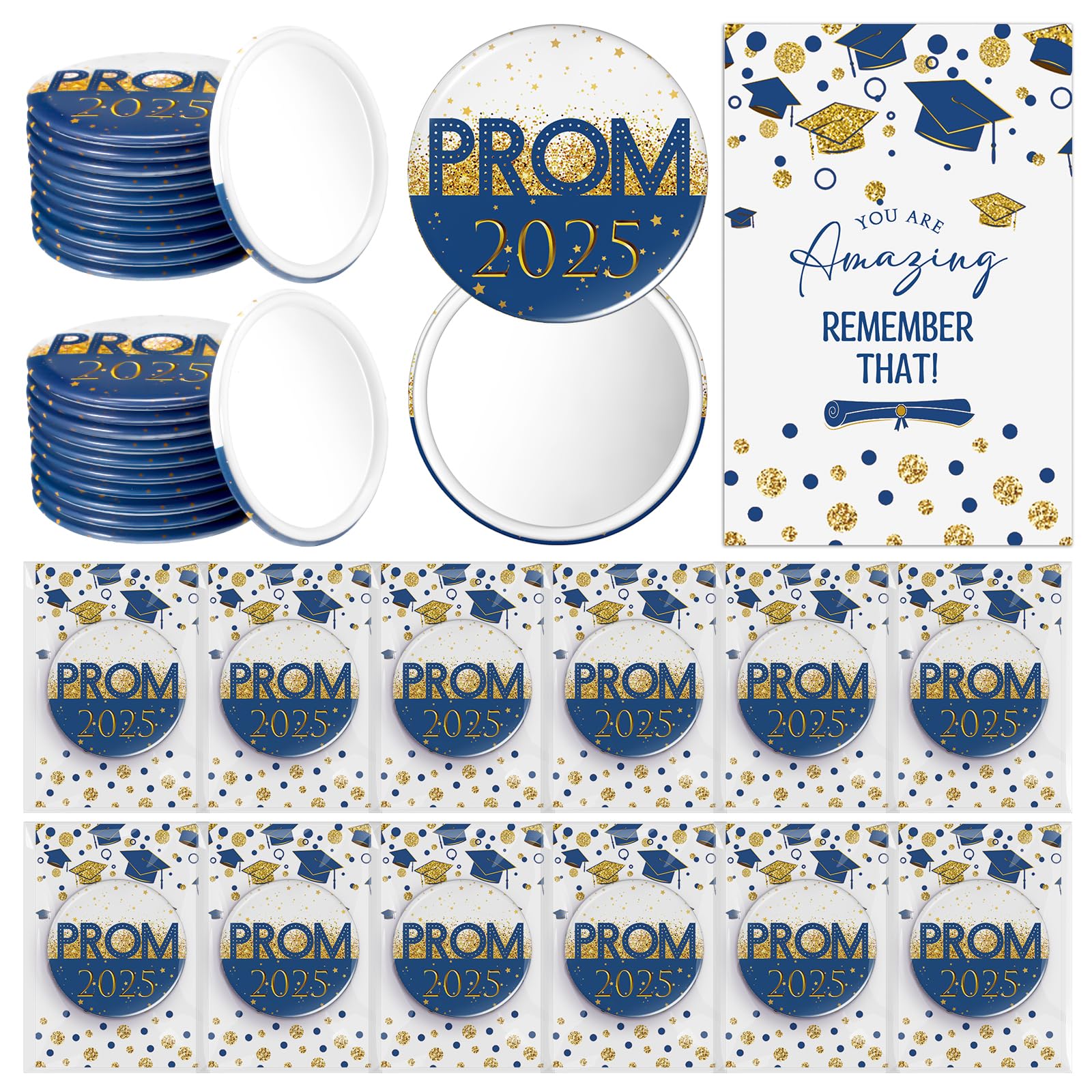 Wonderjune 36 Sets Prom 2025 Graduation Party Favor Prom Compact Mirror ...