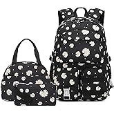 Classic Diamond Daisy Backpack for School Backpack for Girls Backpack with Lunch Box Bookbag Set Backpacks for Teen Girls