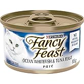 Fancy Feast Wet Cat Food, Pate Ocean Whitefish & Tuna Feast - 85 g Can (24 Pack)