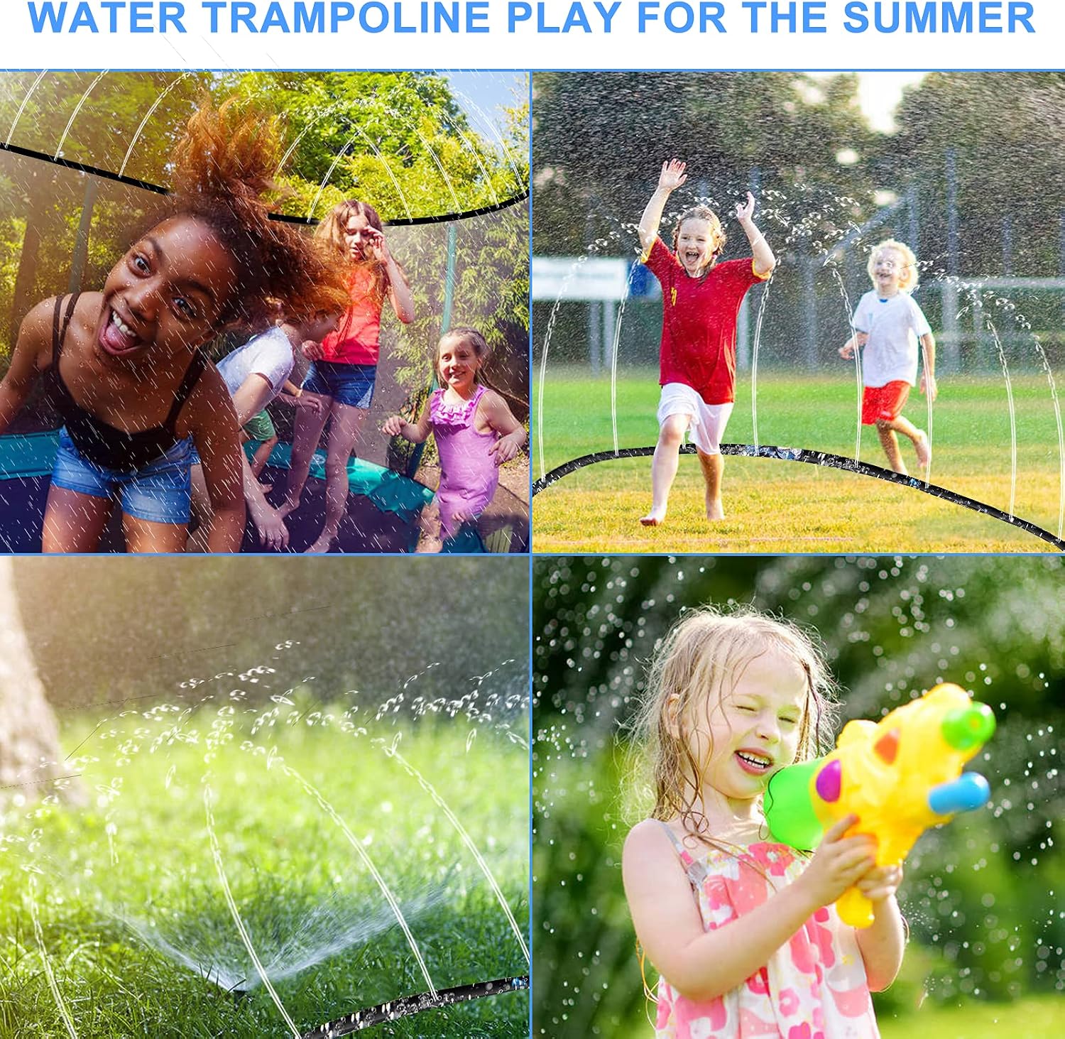 Trampoline Sprinkler, 15M Outdoor Water Play Sprinklers Summer Outdoor ...