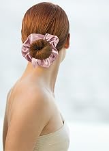 DTXLX 2Pcs Silk Scrunchies Women Premium Satin Ponytail Holder Hair Ties Pink view 4