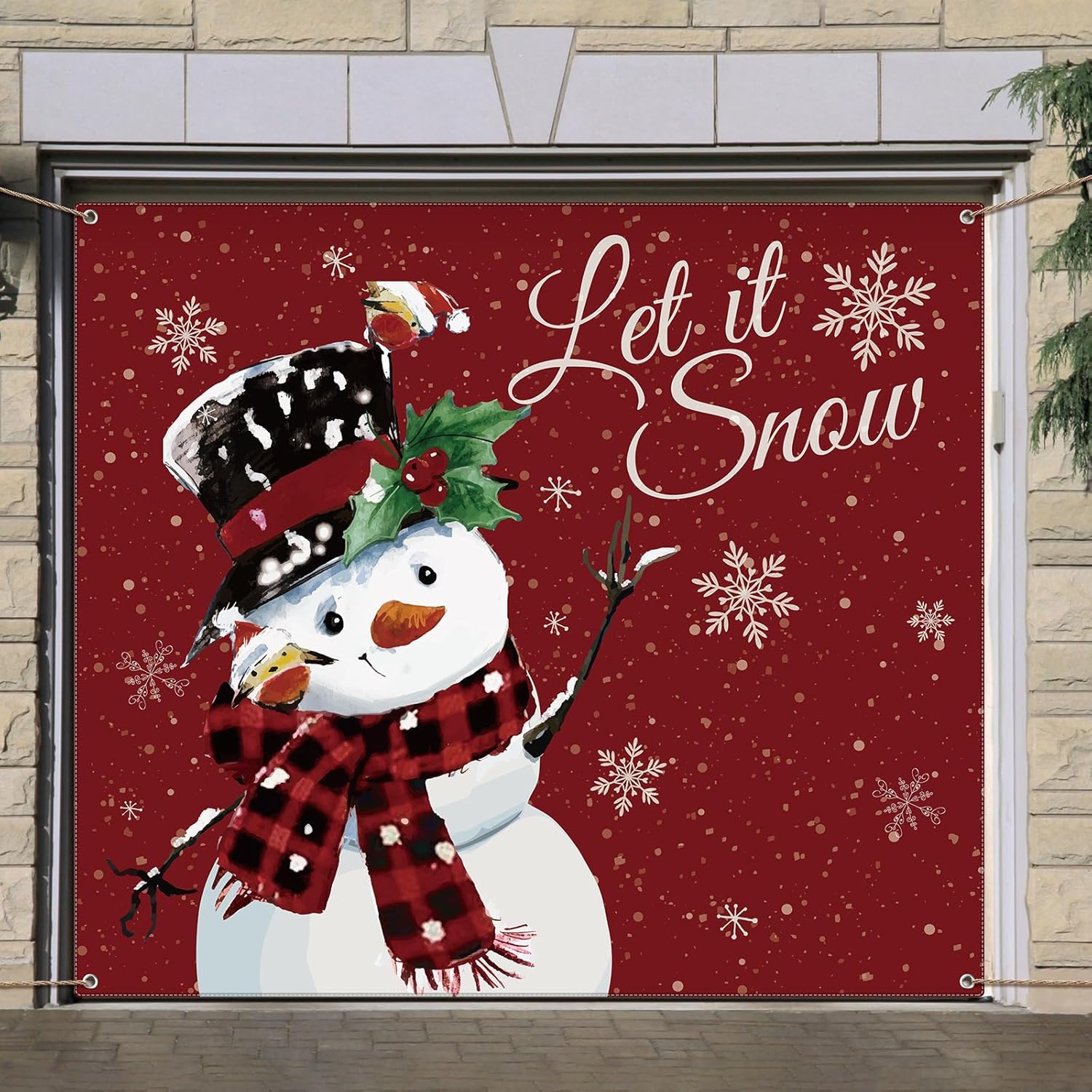 Garage Door Decorations - Christmas Garage Door Banner 7 x 8ft outdoor Christmas Decoration holiday garage door covers wall Backdrop Decoration Indoor Outdoor for Christmas Holiday Party Supplies(Snowman)
