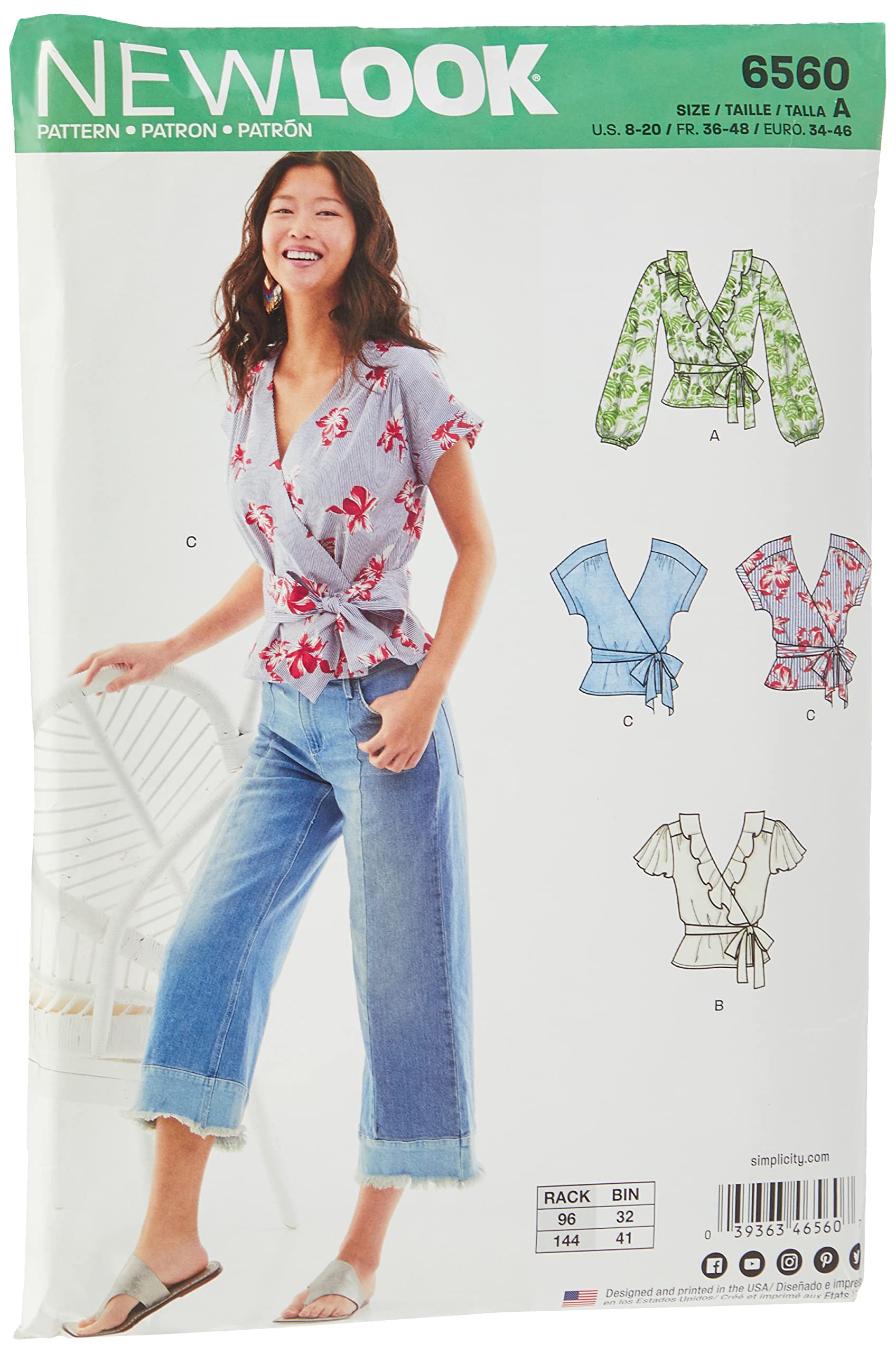 New Look UN6560A Sewing Pattern, Paper, White, Multicolour