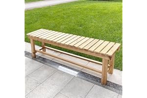 YangAera 90cm Outdoor Garden Benches Weatherproof Patio Bench Two-Person Seat Backless Bench Wood Bench with Slatted High Temperature Bench for Front Porch Backyard (Upgraded to Prevent Fading)