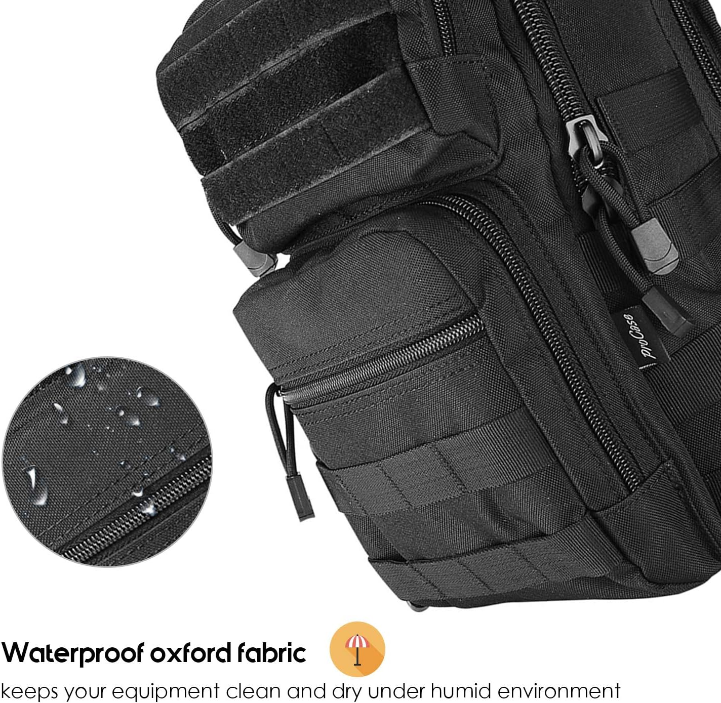 ProCase Tactical Sling Bag Pack with Pistol Holster, Military Rover Sling Shoulder Backpack Outdoor Sport Daypack for Hunting, Trekking and Camping -Black : Sports & Outdoors