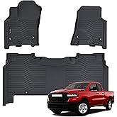 AUXKO All Weather Floor Mat Fit for 2026 2025 Dodge Ram 1500 Crew Cab 5 Seat 2nd Row with Under Seat Storage Box TPE Liner Accessories All Season Guard Odorless Anti-Slip Black