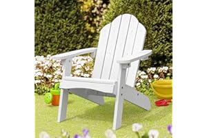 LUE BONA Kids Adirondack Chair, White Poly Lumber Plastic Chair, Toddler Adirondack Chair Weather Resistant, Kids Outdoor Patio Adirondack Lounge Chair for Balcony, Backyard