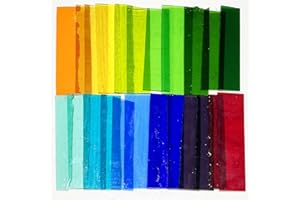 Halandar 2.2LB Irregular Rectangle Stained Glass Scraps - 4-6”x1-2” Fade-Resistant Mosaic Art Pieces, 20+ Colors Glass for DIY Mosaic Making Projects, Home Decor