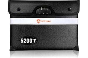 SPVIOQI 5200°F Upgraded Fireproof Money Bag with Lock, Fireproof Bag with Zipper/Reflective Strip, 9 Layers of Heat Insulated Materials, Fireproof Money Bag for Cash / A5 Documents, Water Resistant fire Bag