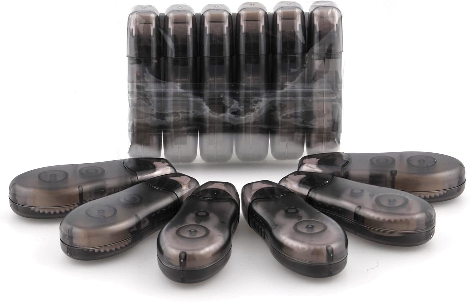 12 x CRAFTPRICE Permanent Double Sided Adhesive Tape Roller Pens - 120 metres, Transparent Black Dispenser, 10m * 8mm