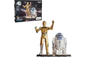4D Build, Star Wars C-3PO & R2-D2 3D Model Kit with Stand, Star Wars Collectibles & Desk Décor, Adult Puzzles, Building Toys, 416 Pieces, 3D Puzzles, Gift Ideas for Ages 12 & Up