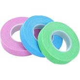 3 Rolls Thimble Tape for Hand Sewing, Self-Adhesive Cotton Finger Protector, Breathable Finger Tape Adjustable Knitting Bandage for Quilting, Embroidery DIY Crafts (Green, Purple, Blue)