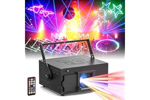 U`King Party Lights RGB Stage Lighting Beam Animation 3D Laser Lights Patterns with DMX512 Sound Activated Remote Control for Festival Bar Nightclub Wedding Live Show Church