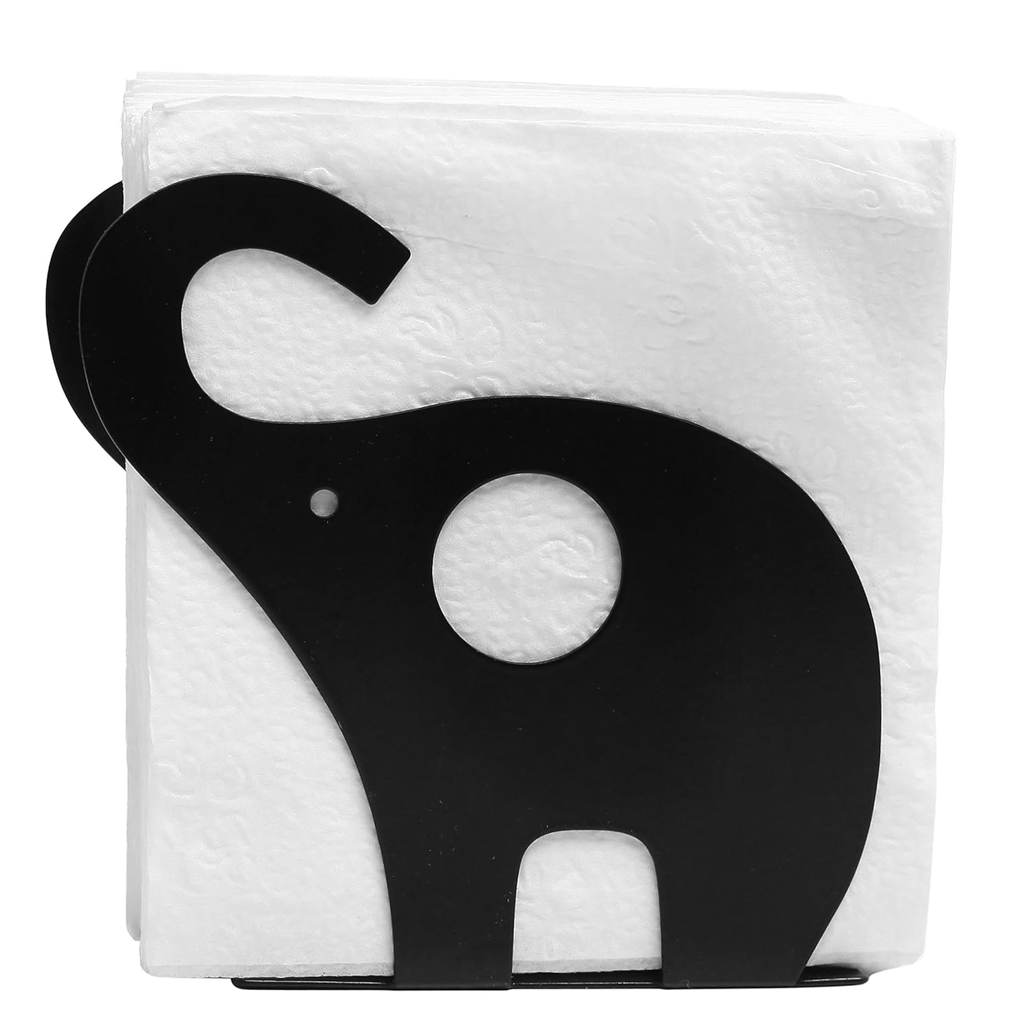 MyGift Galvanized Metal Elephant Shaped Napkin Holder, Tabletop Paper Towel Dispenser, Black