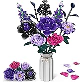Purple Roses Bouquet Building Set for Kids Ages 6+, 701PCS Artificial Flowers Bouquet Home Office Decor for Adults Women Teen