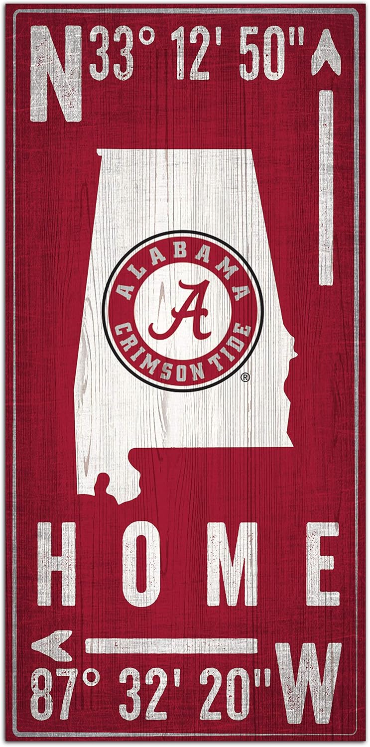 Fan Creations NCAA Alabama Crimson Tide Unisex University of Alabama Coordinate Sign, Team Color, 6 x 12