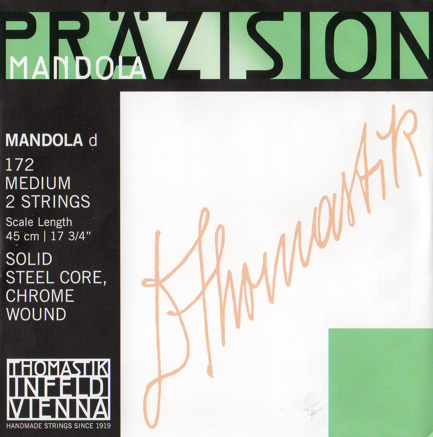 Thomastik single string D 172medium (1 pair) polished chrome steel band, flatwound for mandola precision set 174medium