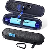 Membrane Solutions Personal Water Filter Straw with an Official Carry Case, Emergency Water Filter and Case Survival, Lightweight Water Purifier with Zip Lock Bag for Camping Hiking Gear(Blue)