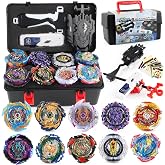 Battling Top Set, Burst Gyro Toys 10 Spinning Tops 2 Launchers Combat Battling Game with Portable Storage Box Gift for Children Boys&amp;Girls