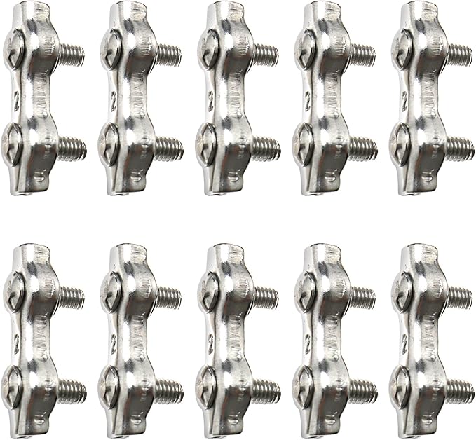10 x 2mm 304 Stainless Steel Duplex Wire Rope Grips Clamp Marine Grade