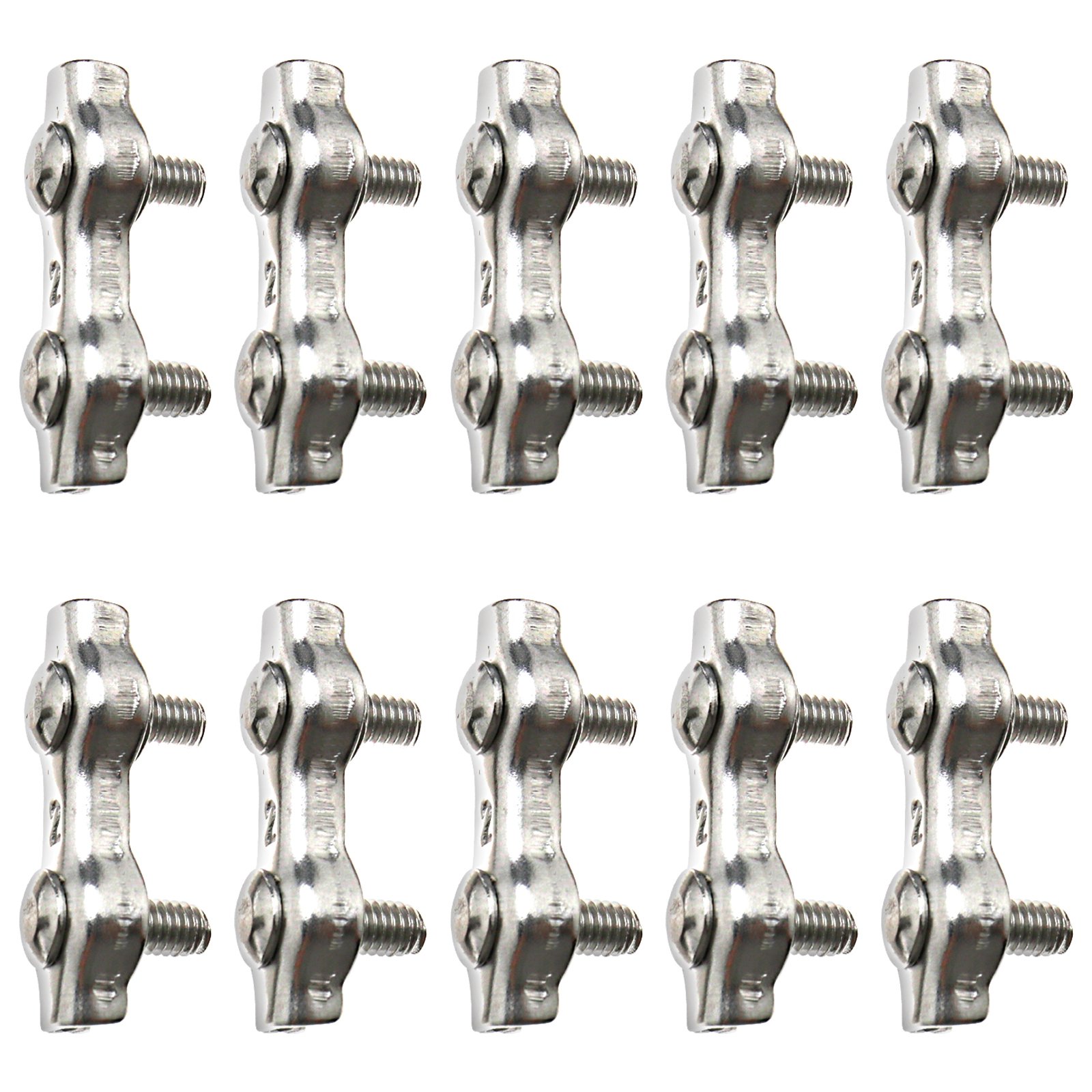 OTOTEC 10 x 2mm 304 Stainless Steel Duplex Wire Rope Grips Clamp Marine Grade Chandlery