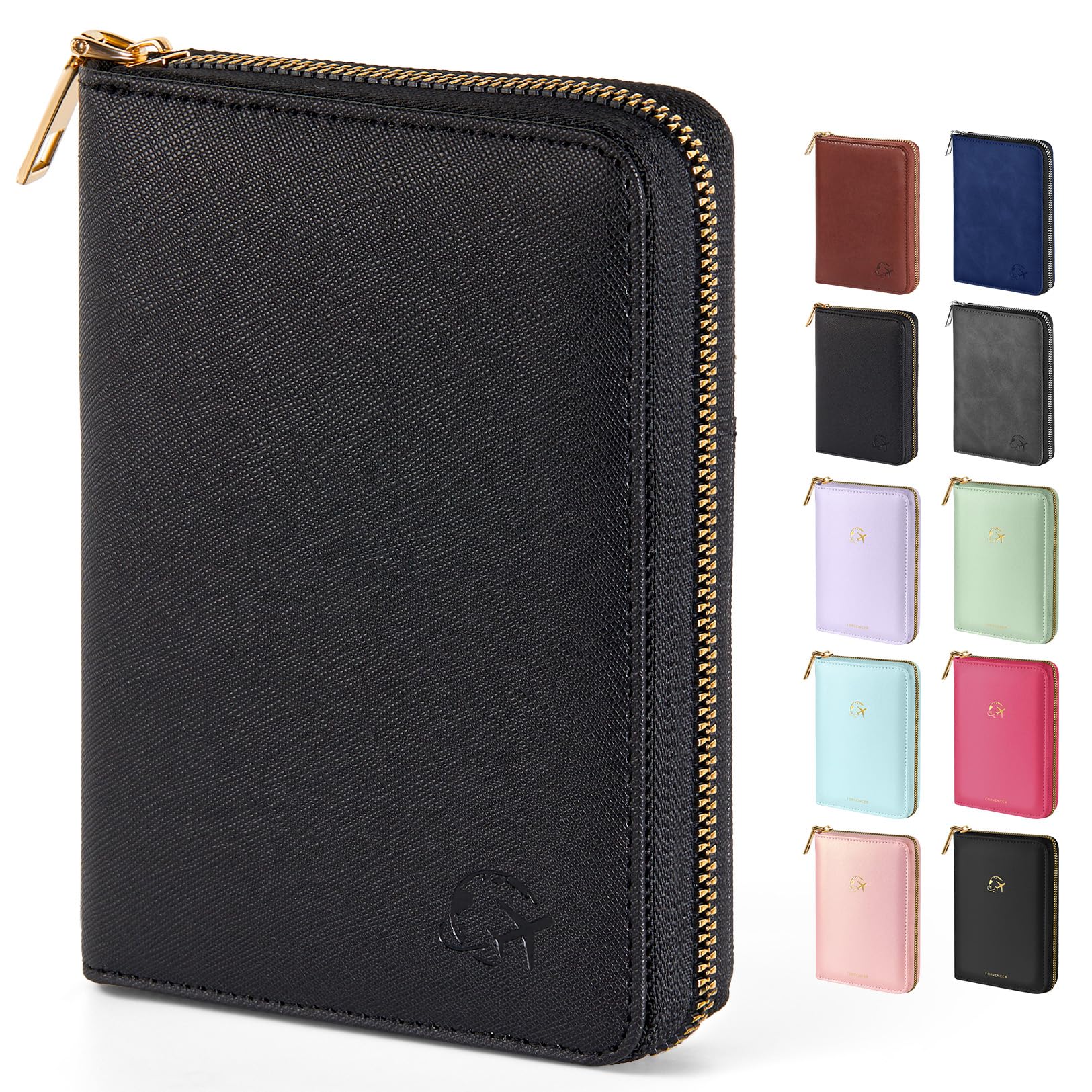 Photo 1 of Forvencer Passport Holder Cover with Safe Zipper Closure, Premium Passport Wallet for Travel, Cute RFID Blocking Card Case, Waterproof Travel Accessories for Women, Cross Black