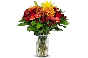 Benchmark Bouquets, Harvest Delight, Glass Vase Included, Gift Fresh Flowers for Birthday, Anniversary, Get Well, Sympathy, Congratulations, Thank You, Just Because