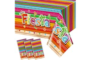 Jectivs 3 Pieces Mexican Fiesta Party Tablecloth Decorations,Plastic Cinco De Mayo Printed Table Cloth Table Cover for Fiesta Taco Night Birthday and Mexican Themed Party Supplies, 54 x 108 Inch