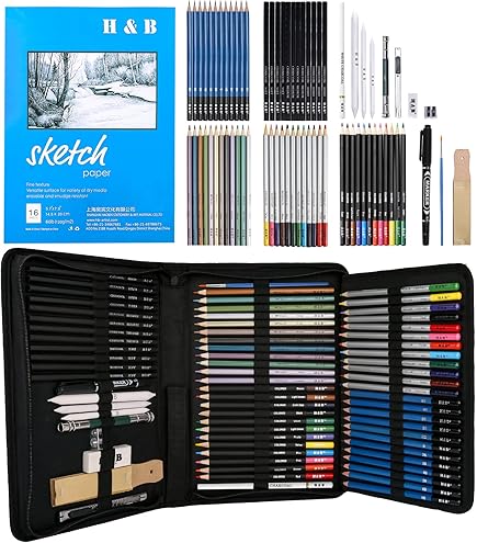 Amazon.com : H & B 72PCS Drawing Supplies, Sketching Art Kit with