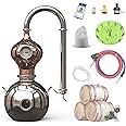HOOLOO D15 Distiller Still for Home Use Kit 304 Stainless Steel Making Kit with Thermometer Hydrosol Essential Oil Alcohol Brandy Vodka 4Gal (D15-12Liters/3Gal -Direct fire heating)
