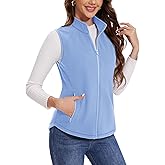 MAGCOMSEN Women's Fleece Vest with Zipper Pockets Zip Up Sleeveless Jackets Lightweight Soft Warm Polar Vest Outerwear