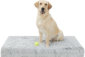 YIZHUOPET Dog Bed, Dog Crate Pad with Removable Washable Pet Mat Cover, Non-Slip Bottom, Waterproof Orthopedic Dog Beds for Large/Medium/Small Dogs (XL(42''x30''x4''), Grey)