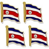 stidsds Costa Rica Flag Pin - Costa Rica Flags Pins Lapel Costa Rica Flag Enamel Lapel Pin Men Women Suit & Waving Patriotic Metal Badge Souvenir Hat Backpacks Decoration(4 Pack)