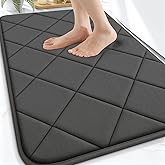 OLANLY Memory Foam Bath Mat 30x20, Ultra Soft and Absorbent Bathroom Rugs | Black, Quick Dry, Machine Washable Shower Bath Rugs, Comfortable Bath Carpet for Bathroom Floor, Tub and Shower