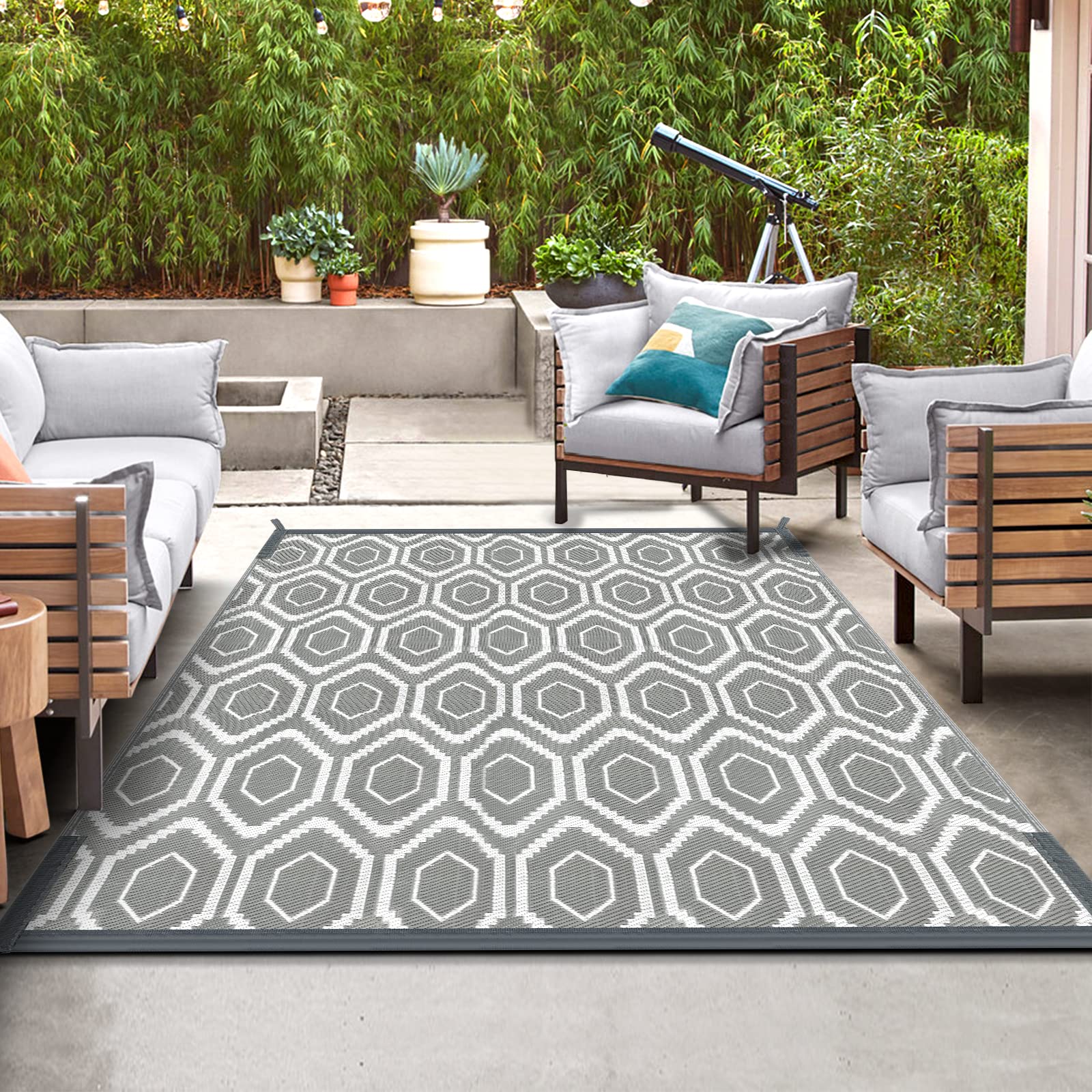 fifame Outdoor Camping Rugs for Patios, Plastic