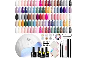 MEFA Gel Nail Polish Kit with U V Light, 32 Colors All Seasons Nude Gel Nail Polish Set with Base and Matte/Glossy Glitter Top Coat Nail Art DIY Decorations Manicure Tools Gifts for Women