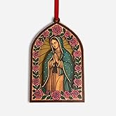 Our Lady of Guadalupe Ornament, Catholic Car Hanging Ornaments, Virgen de Guadalupe Ornament for Home Decor, Spiritual Wooden Acrylic Ornaments Valentines Decor, Gift for Catholic Family Friends