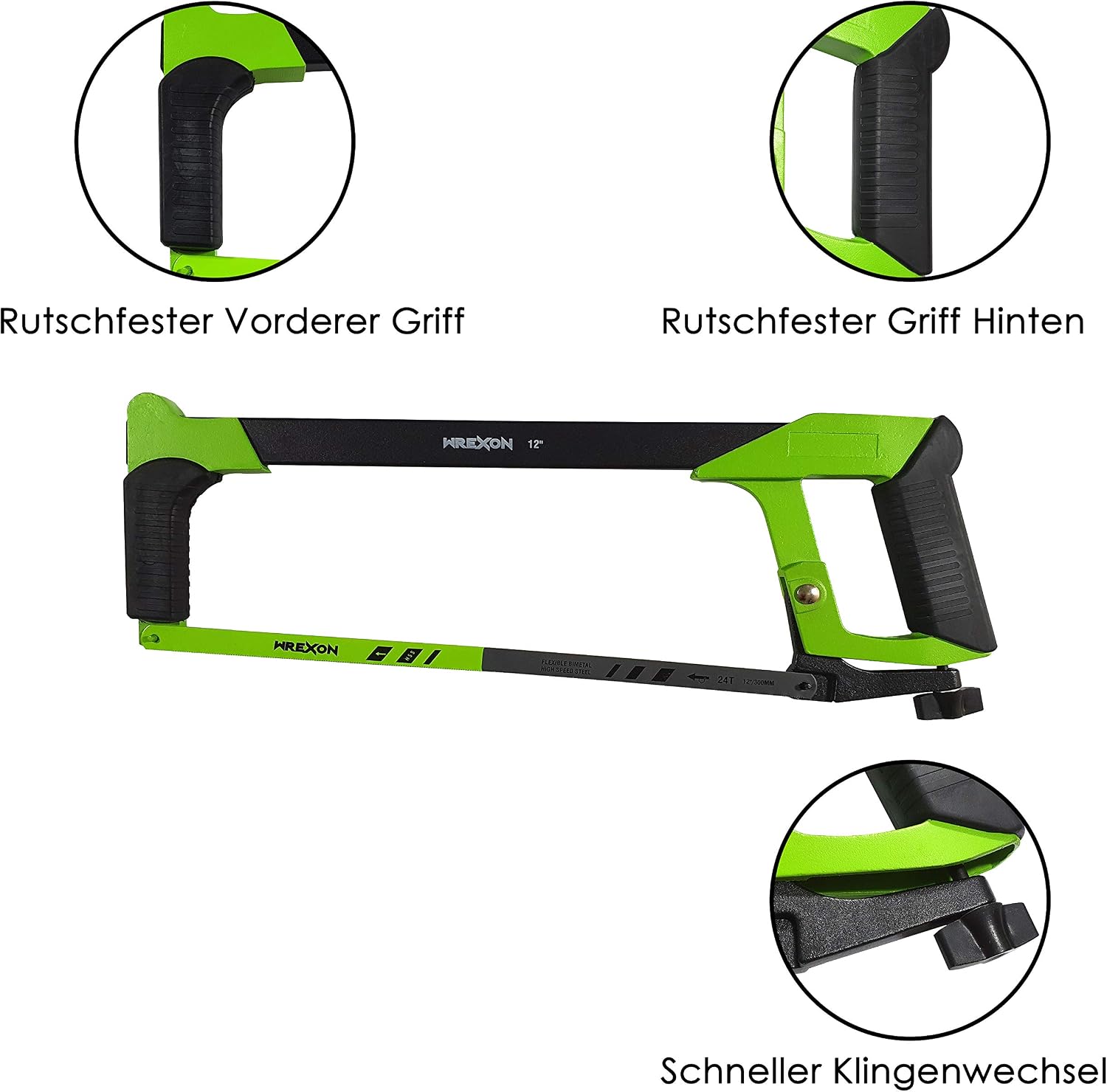 300mm long hacksaw with additional set of 5 bimetal blade, can be sawed at a 45° angle - Image 4