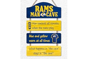 ROMAWALL Football Fan Hanging Wooden Sign Wood Plaque for Husband Man Cave Boys,Blue Yellow Design Wood Art Wall Decor, Rustic Wooden Printed Sign for Home Living Room Bedroom