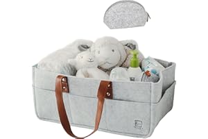 KELLER'S CORNER Keller’s Corner Baby Diaper Caddy Organizer Gray Large & Small Pouch / Portable Holder Bag for Changing Table & Car / Nursery Storage Bin / Newborn Essentials Must Have