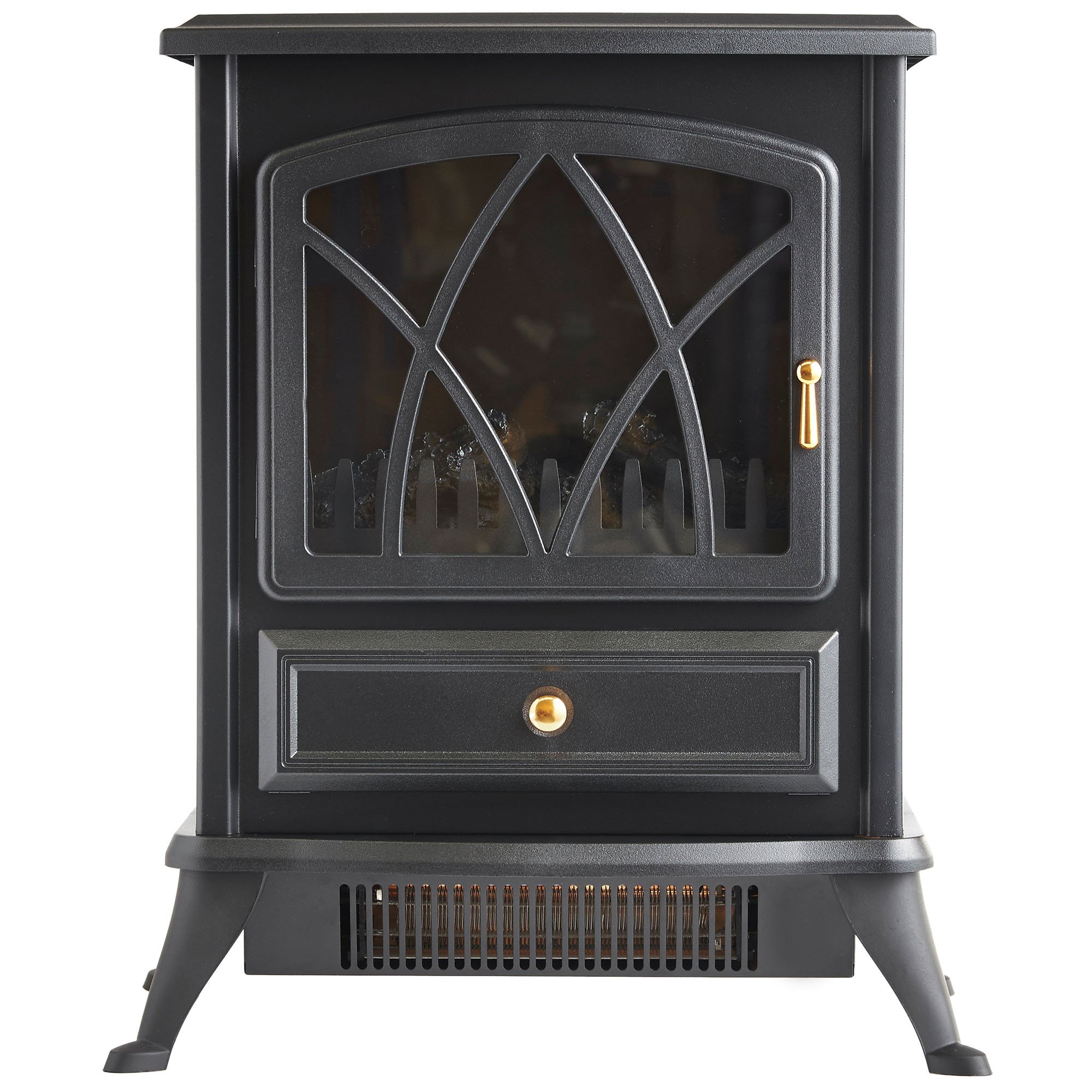 VonHaus Free Standing Electric Stove Heater Portable Home Fireplace