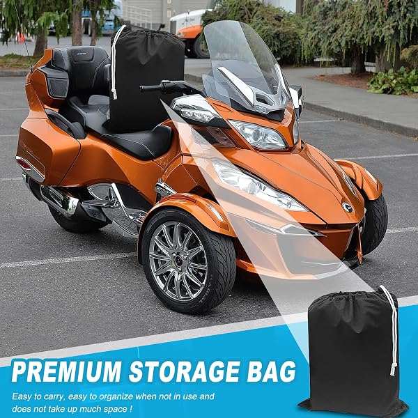 COUKOUCOVER CAN-AM RT COVER 2020-2025, CAN-AM COVER HEAVY DUTY WATERPROOF OXFORD FABRIC, ALL WEATHER WATERPROOF AND DUSTPROOF WITH REFLECTIVE STRIPE (BLACK ORANGE)